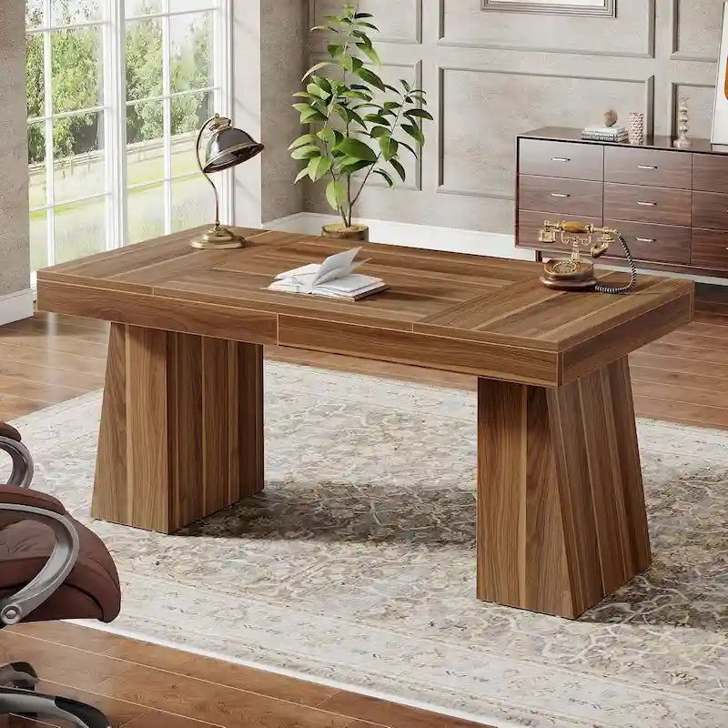 Bureau de direction 55" avec base double trapézoïdale