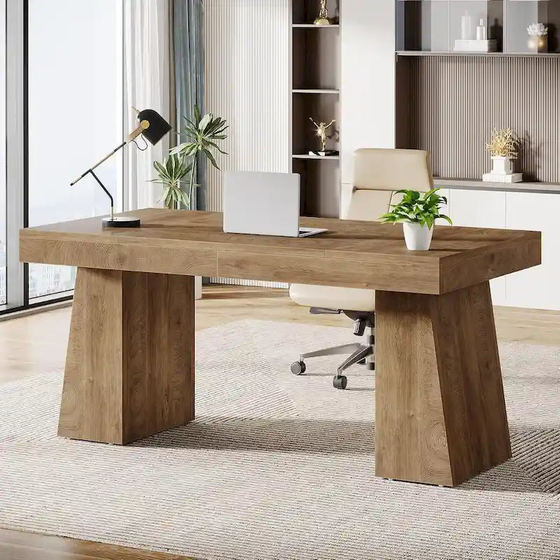 Bureau de direction 55" avec base double trapézoïdale