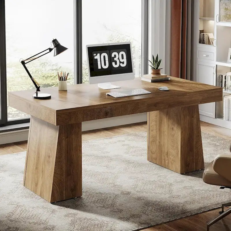 Bureau de direction 55" avec base double trapézoïdale