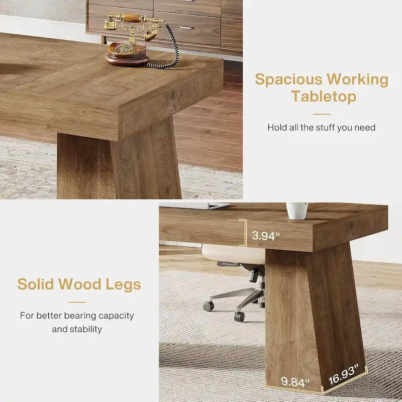 Bureau de direction 55" avec base double trapézoïdale