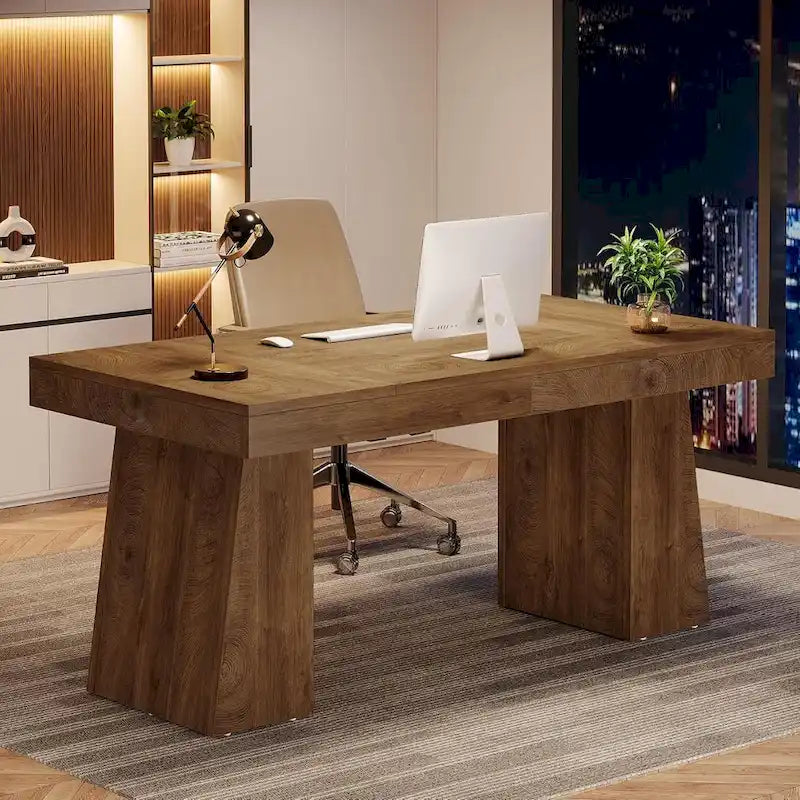 Bureau de direction 55" avec base double trapézoïdale