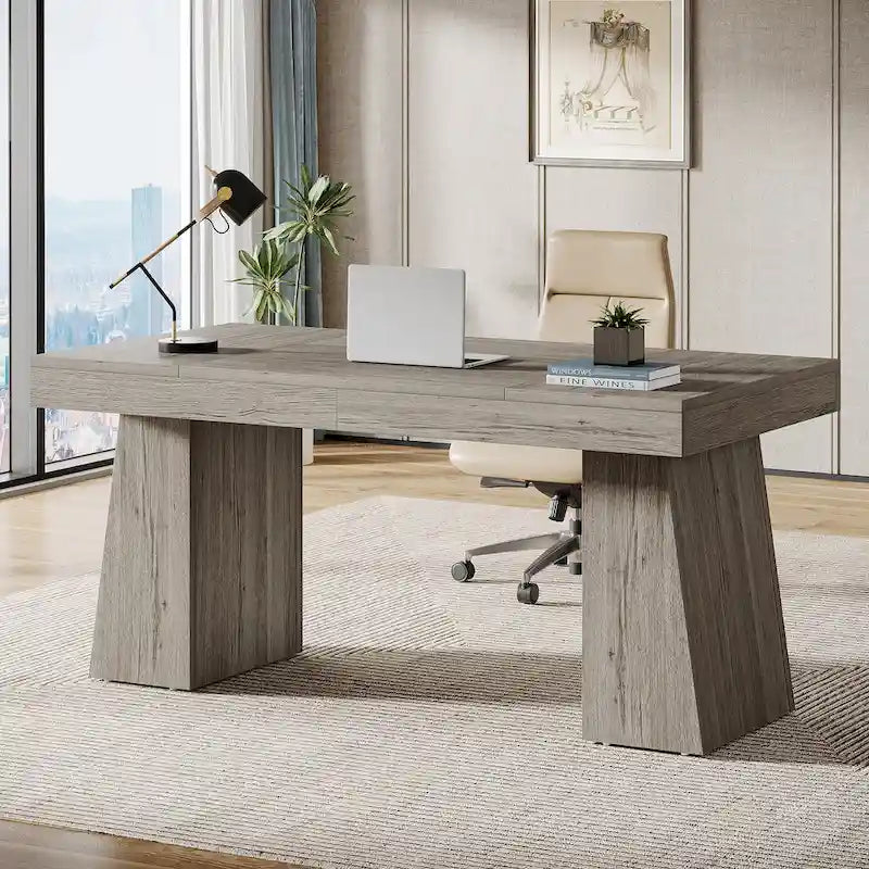 Bureau de direction 55" avec base double trapézoïdale
