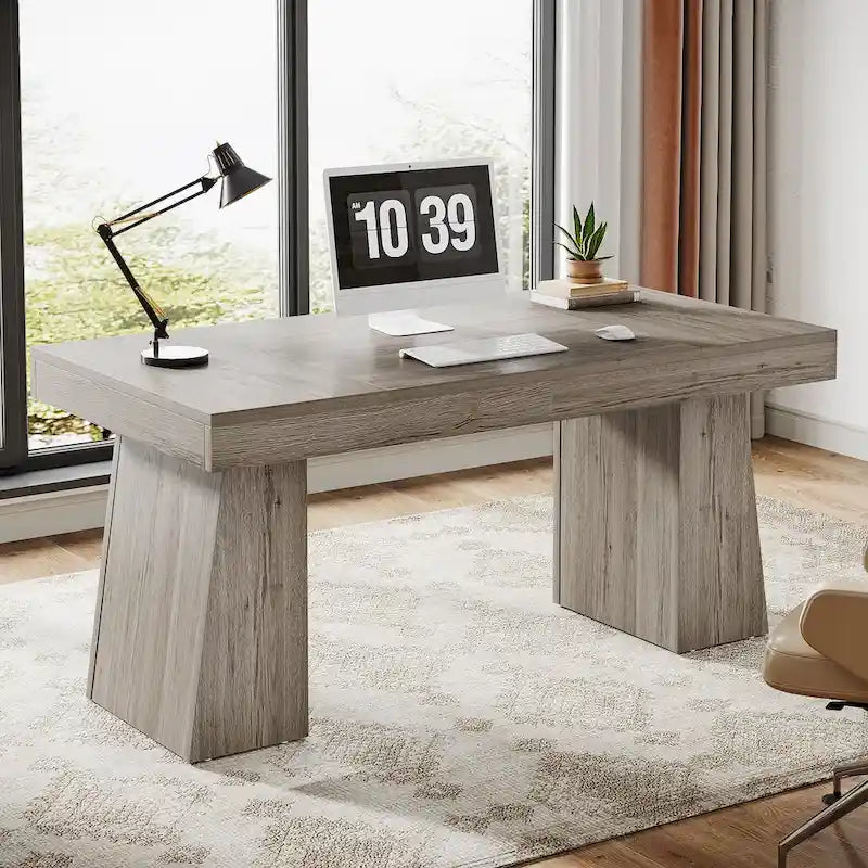 Bureau de direction 55" avec base double trapézoïdale
