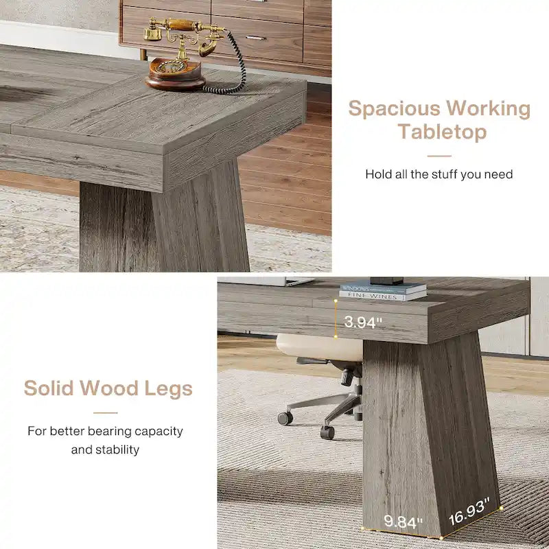 Bureau de direction 55" avec base double trapézoïdale