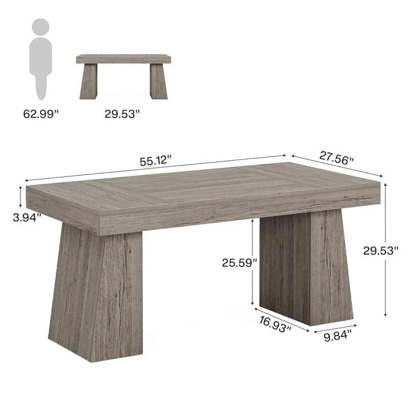 Bureau de direction 55" avec base double trapézoïdale