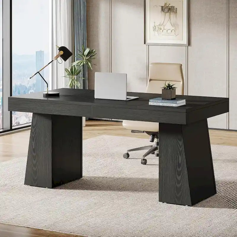 Bureau de direction 55" avec base double trapézoïdale