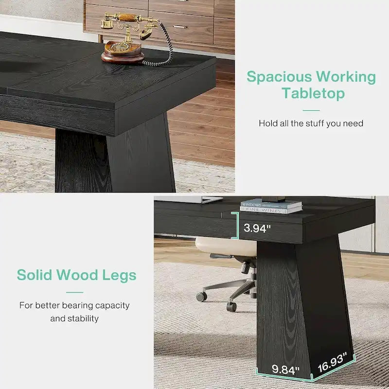 Bureau de direction 55" avec base double trapézoïdale