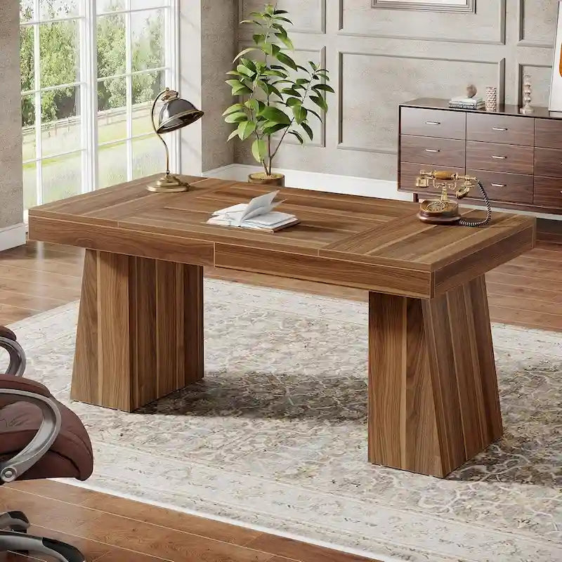 Bureau de direction 55" avec base double trapézoïdale