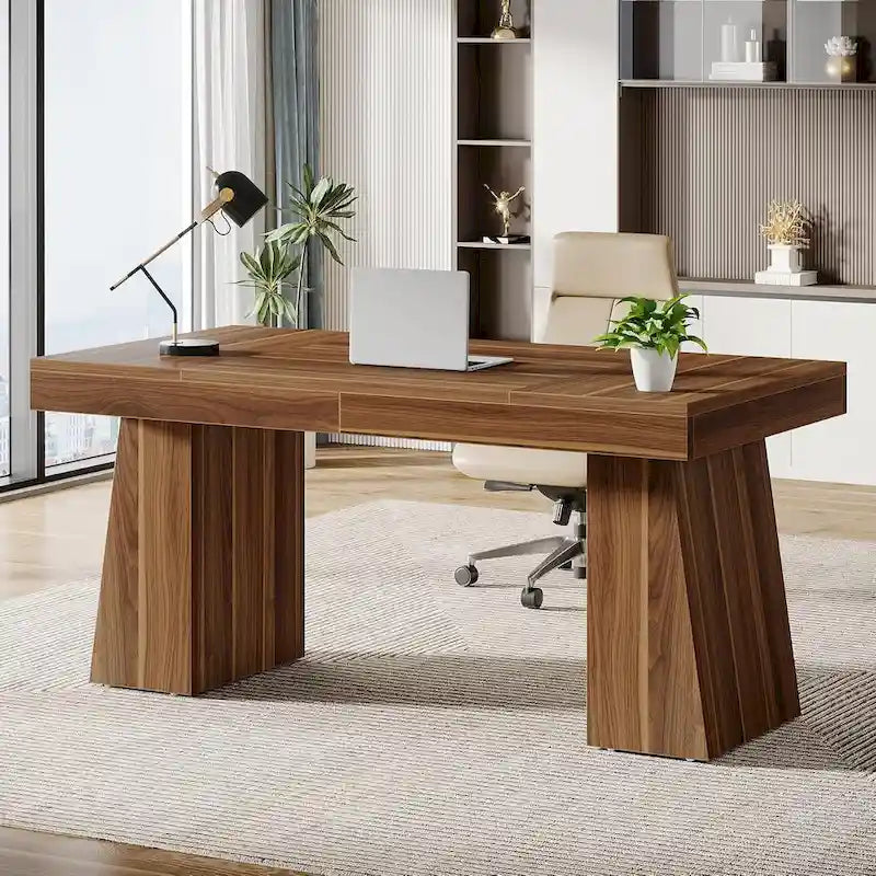 Bureau de direction 55" avec base double trapézoïdale
