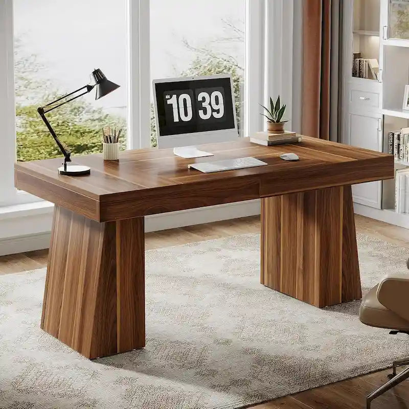 Bureau de direction 55" avec base double trapézoïdale