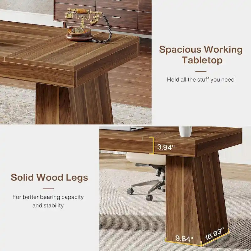 Bureau de direction 55" avec base double trapézoïdale
