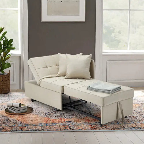 EROMMY Sleeper Sofa Chair Bed , Adjustable Backrest Pull Out Sofa Bed with Faux Linen Sofa Fabric