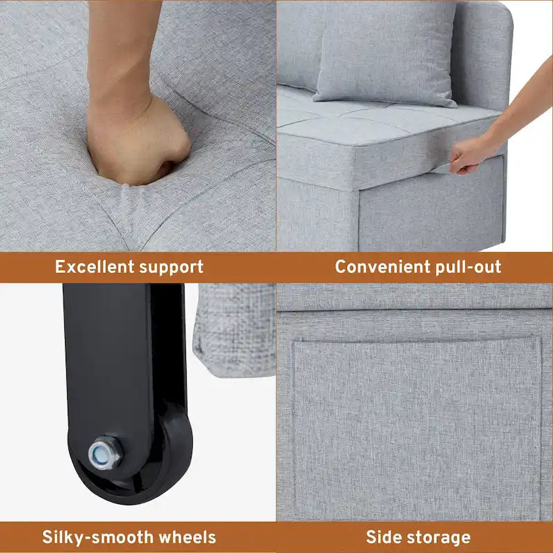 Fauteuil-Lit Convertible 3-en-1 avec Dossier Réglable sur 5 Positions