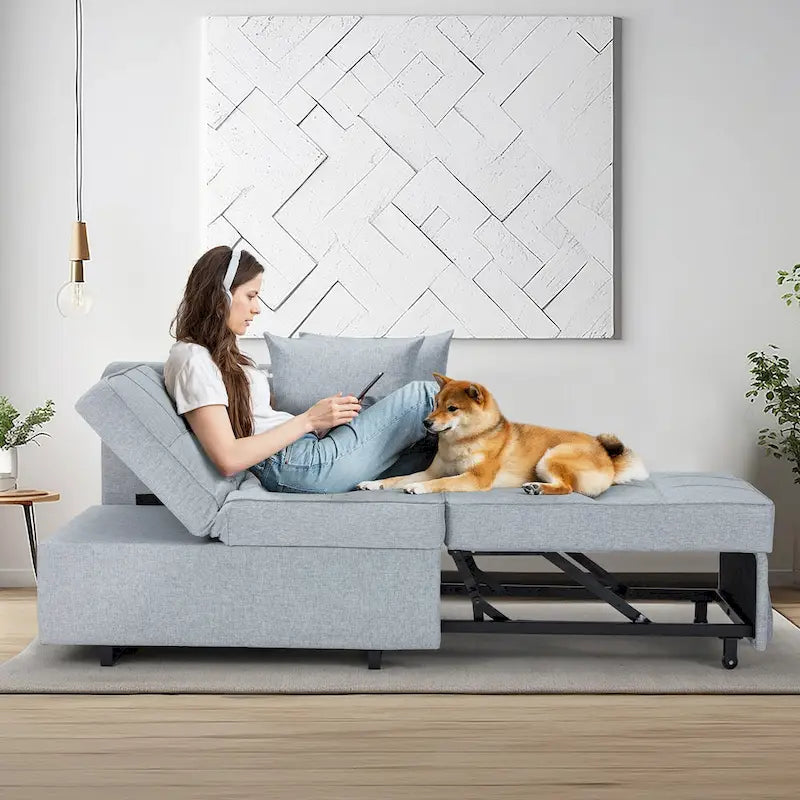Fauteuil-Lit Convertible 3-en-1 avec Dossier Réglable sur 5 Positions