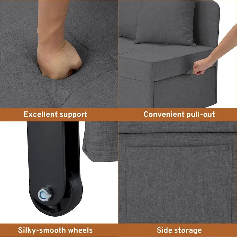 Fauteuil-Lit Convertible 3-en-1 avec Dossier Réglable sur 5 Positions