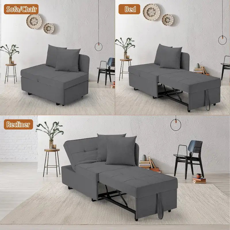 Fauteuil-Lit Convertible 3-en-1 avec Dossier Réglable sur 5 Positions