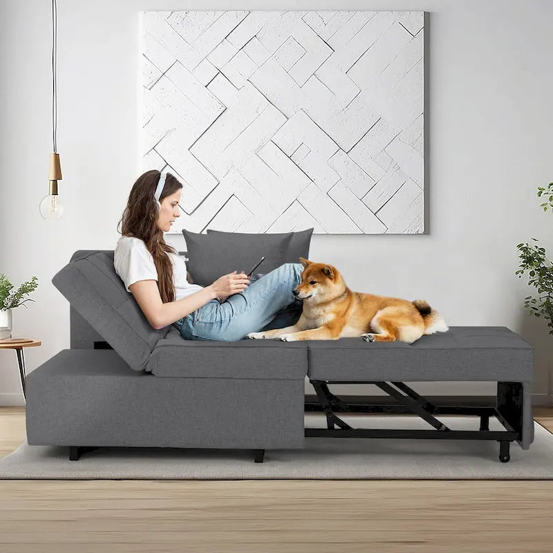 Fauteuil-Lit Convertible 3-en-1 avec Dossier Réglable sur 5 Positions
