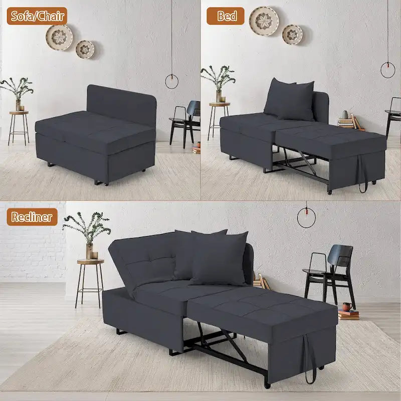 Fauteuil-Lit Convertible 3-en-1 avec Dossier Réglable sur 5 Positions