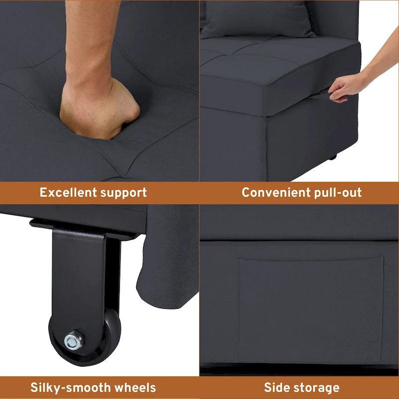 Fauteuil-Lit Convertible 3-en-1 avec Dossier Réglable sur 5 Positions