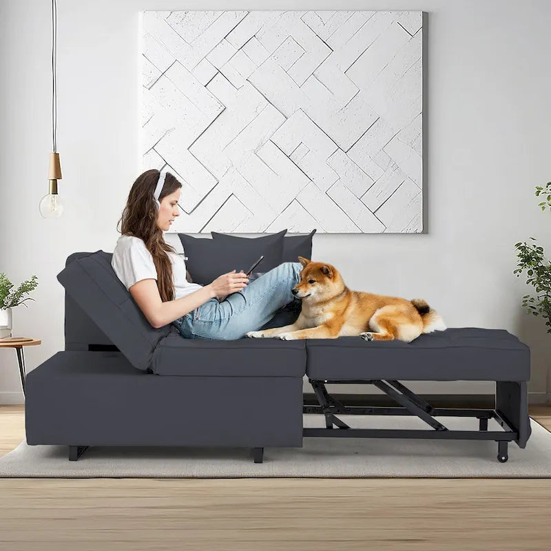Fauteuil-Lit Convertible 3-en-1 avec Dossier Réglable sur 5 Positions