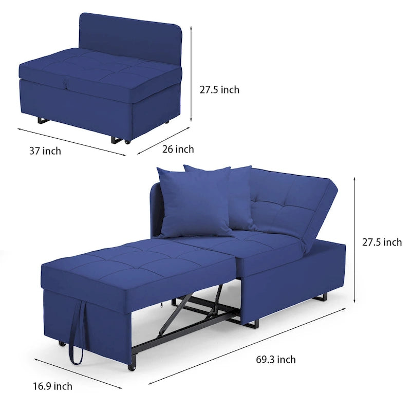 Fauteuil-Lit Convertible 3-en-1 avec Dossier Réglable sur 5 Positions